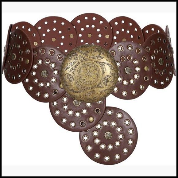 Faux Leather Western Disc Belt with Alloy Buckle for Dresses and Jeans main image 5